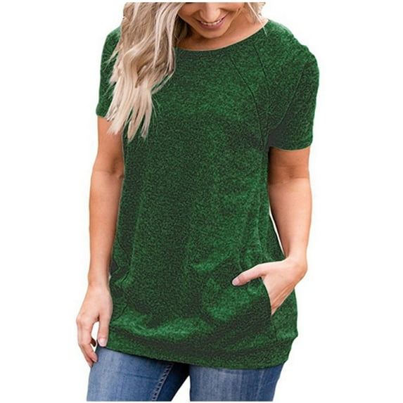 Women's Workout Tshirt Tops Relaxed Fit Crew Neck Stretch Running Tunic Shirts Short Sleeve Athletic Comfy Soft Yoga Tops