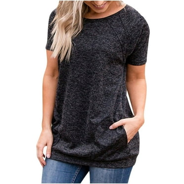 Women's Workout Tshirt Tops Relaxed Fit Crew Neck Stretch Running Tunic Shirts Short Sleeve Athletic Comfy Soft Yoga Tops
