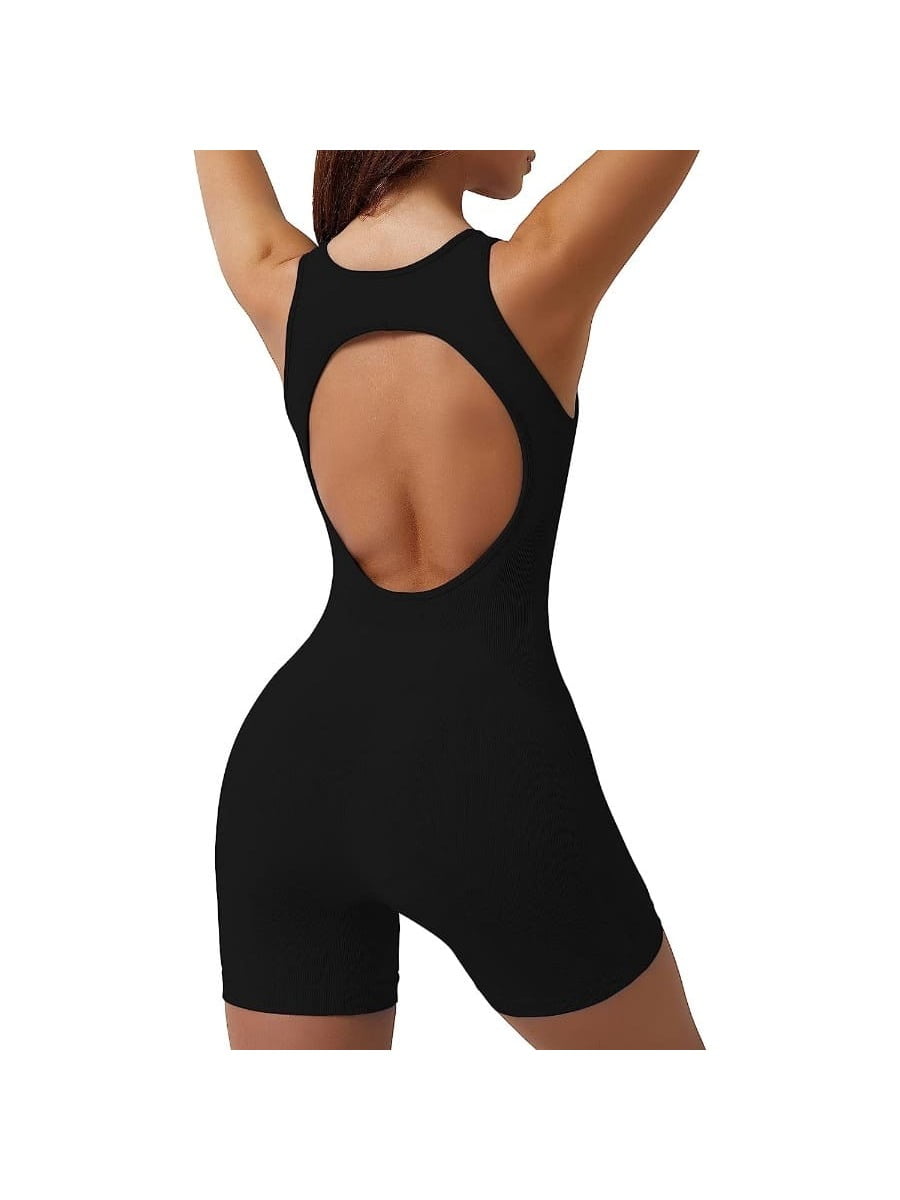 Women's Workout Yoga Gym Jumpsuit Seamless One Piece Backless Tummy