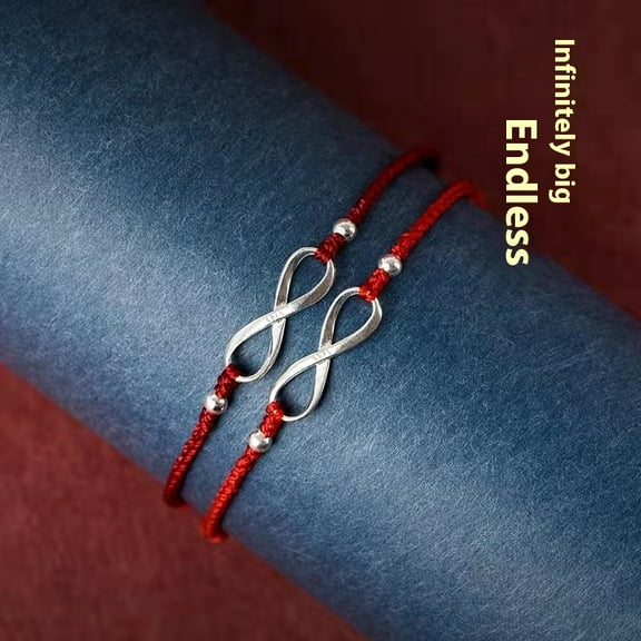 Women's Woven 925 Sterling Silver Red Rope Bracelet