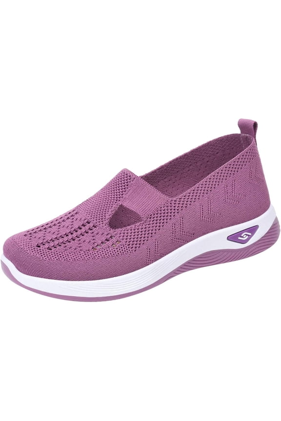 Women's Woven Arch Support Breathable Soft Shoes Go Walking Slip on Diabetic Foam Shoes Hands Free Slip in Sneakers