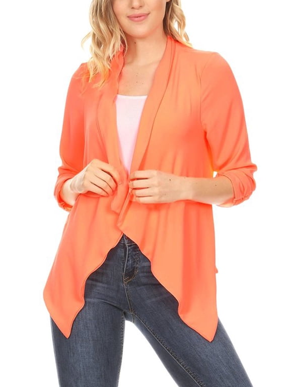 Moa Collection Women's Casual Relaxed Fit Open Front Blazer Jacket