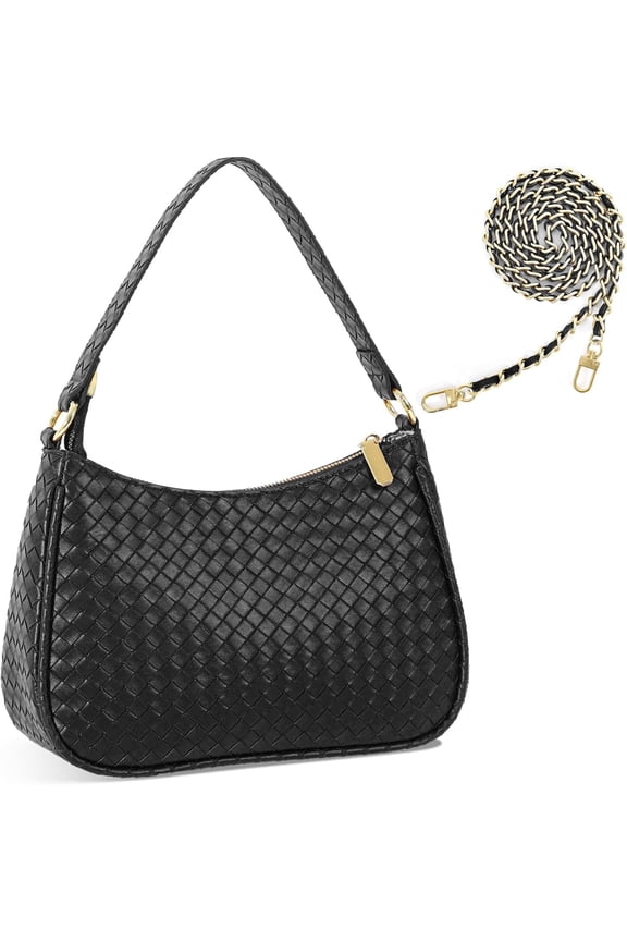 Women's Woven Crescent  Bags Retro 90s Hobo Handbags Top Handle Underarm Bag Clutch Purses