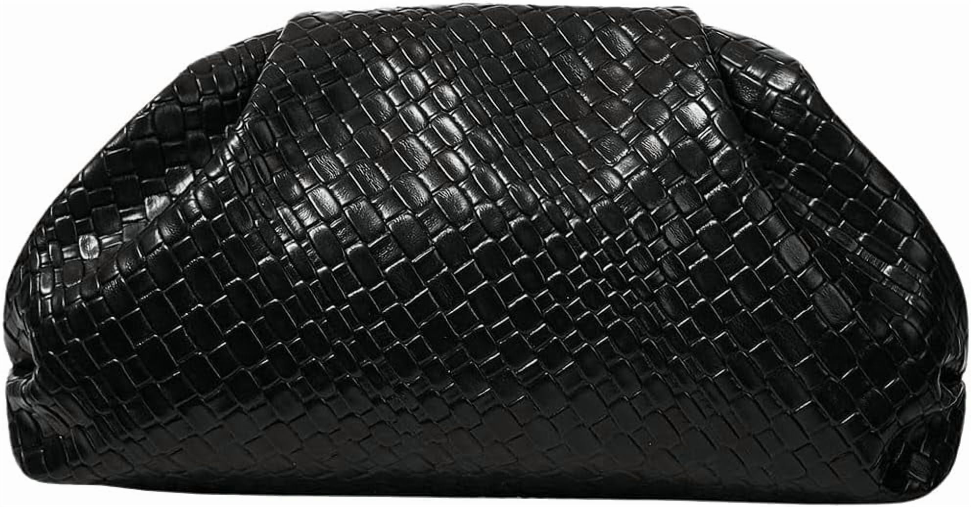 Women's Woven Evening Bag Dumpling Clutch Purse No Strap Handbags Elegant Faux PU Leather Clutch Bag | Woven, No Strap, Elegant, Faux PU Leather