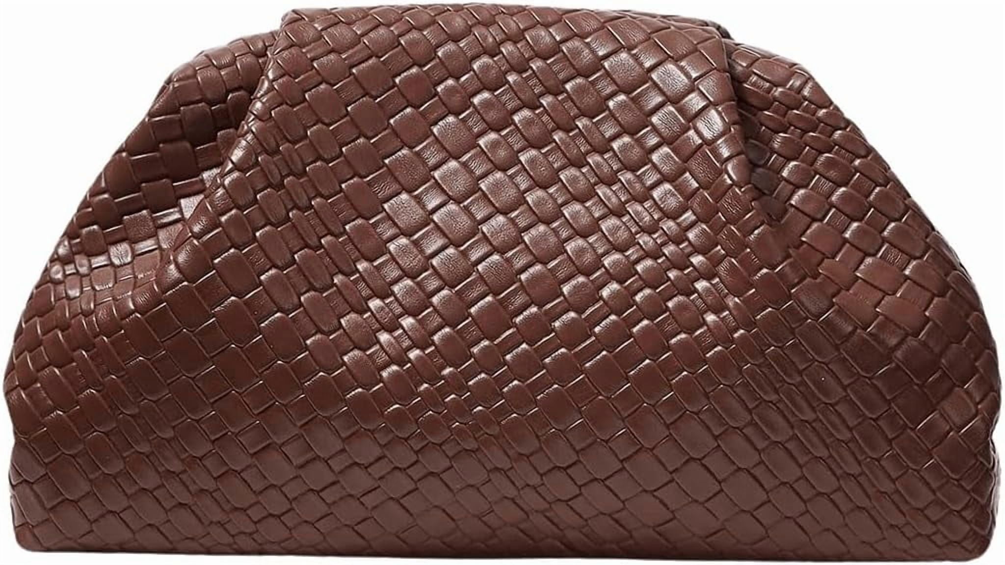 Women's Woven Evening Bag Dumpling Clutch Purse No Strap Handbags Elegant Faux PU Leather Clutch Bag | Woven, No Strap, Elegant, Faux PU Leather