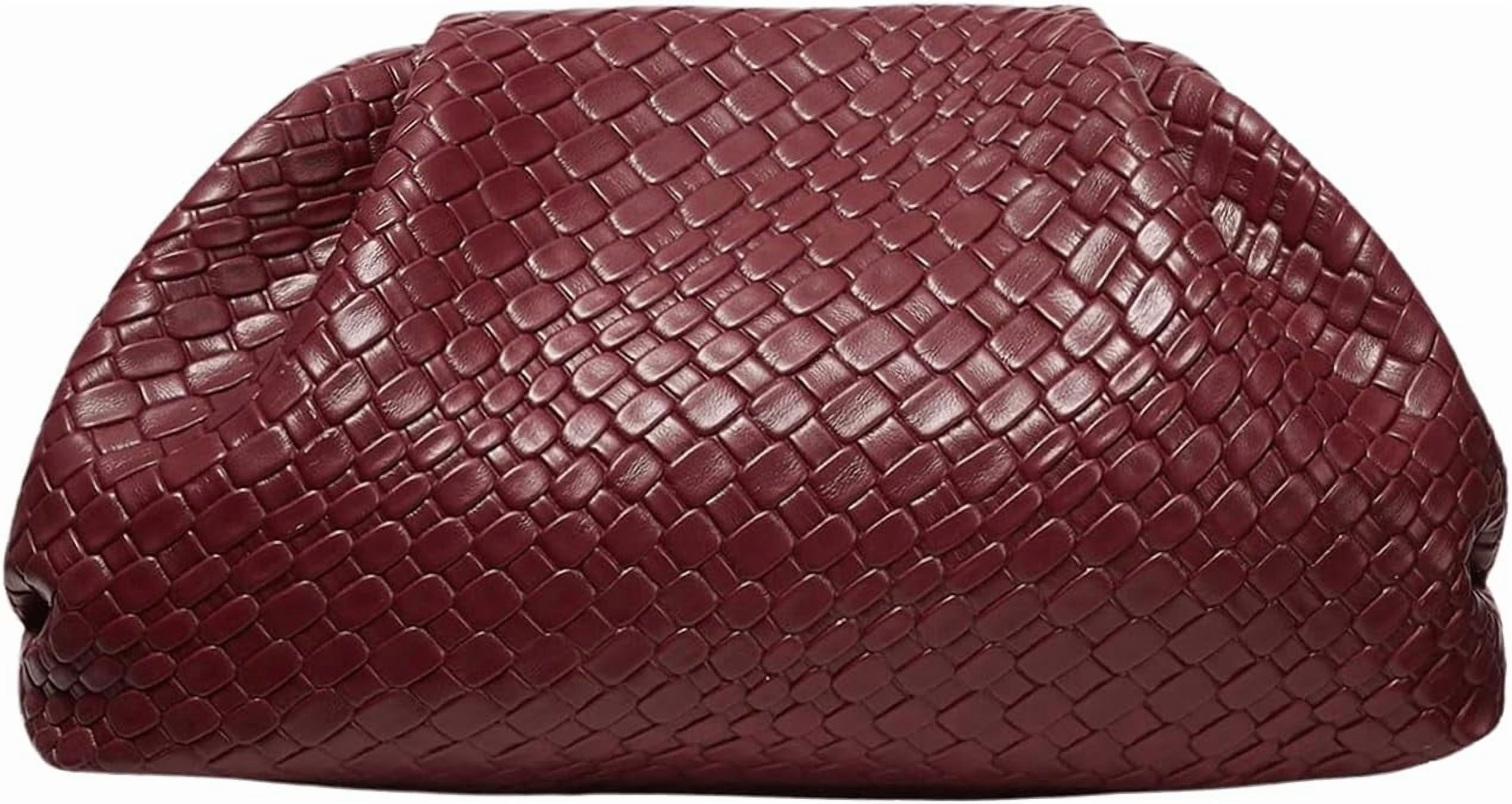 Women's Woven Evening Bag Dumpling Clutch Purse No Strap Handbags Elegant Faux PU Leather Clutch Bag | Woven, No Strap, Elegant, Faux PU Leather