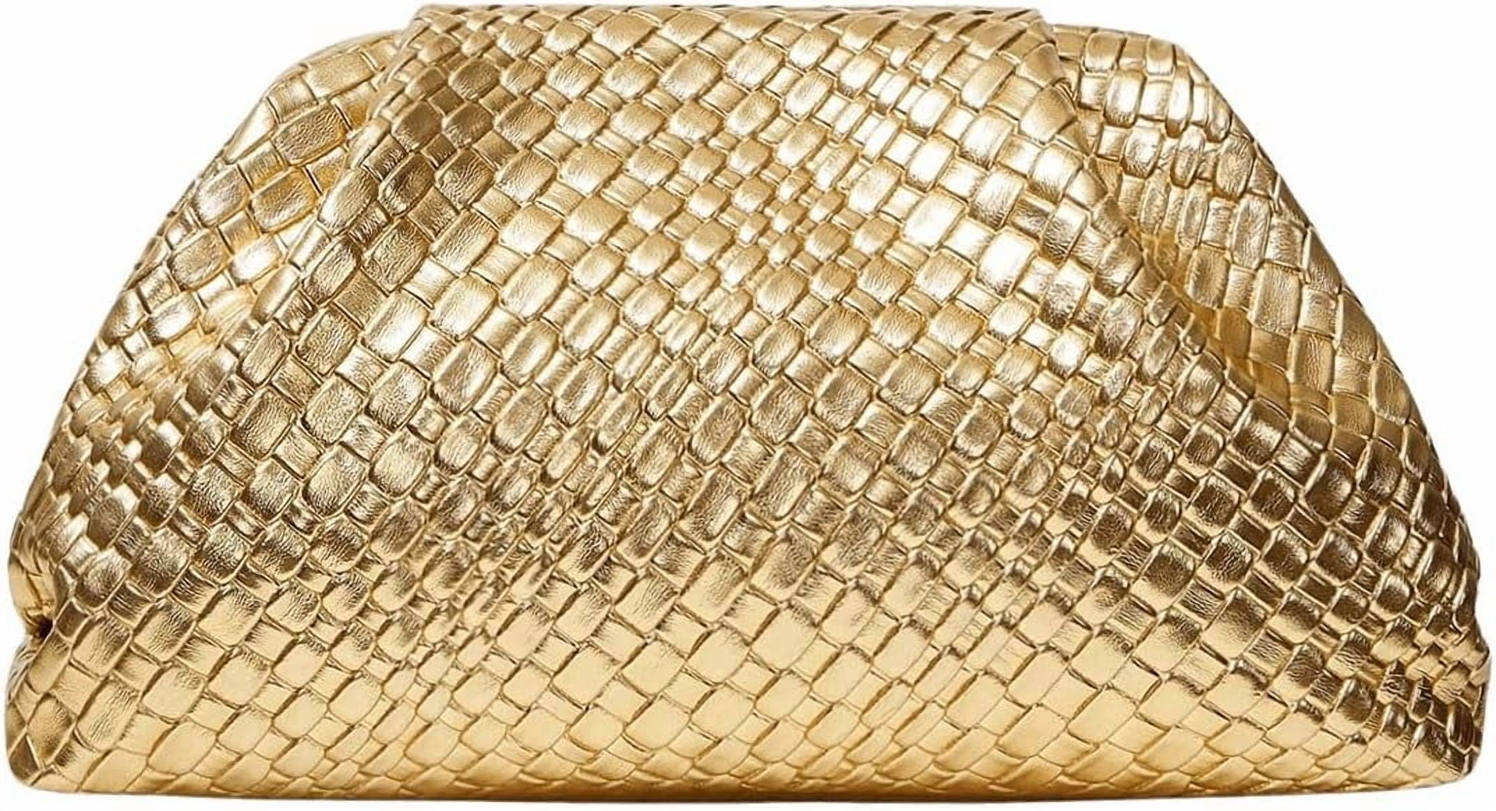 Women's Woven Evening Bag Dumpling Clutch Purse No Strap Handbags Elegant Faux PU Leather Clutch Bag | Woven, No Strap, Elegant, Faux PU Leather