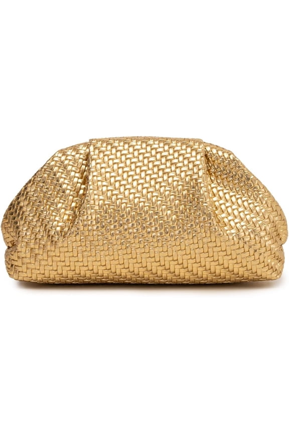 Women's Woven Evening Bag Vegan Leather Clutch Purse Dumpling Ruched Bag Party Wedding Elegant Handbags