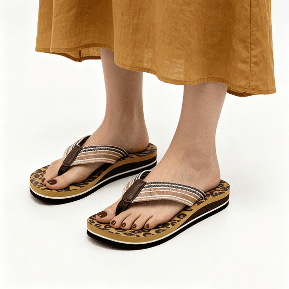 Women's Woven Flip Flops Comfortable Arch Support Slide Sandals for Women Slip On Summer Beach Sandals with Braided Strap Ladies Lightweight Soft Yoga Mat Cushion Walking Thong Sandals Slippers