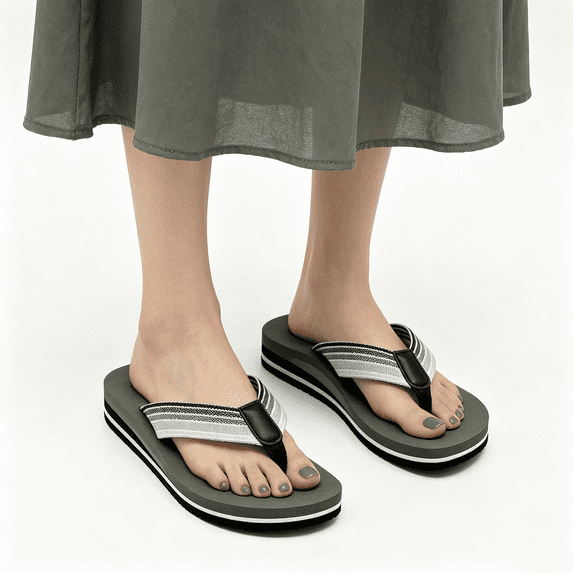 Women's Woven Flip Flops Comfortable Arch Support Slide Sandals for Women Slip On Summer Beach Sandals with Braided Strap Ladies Lightweight Soft Yoga Mat Cushion Walking Thong Sandals Slippers
