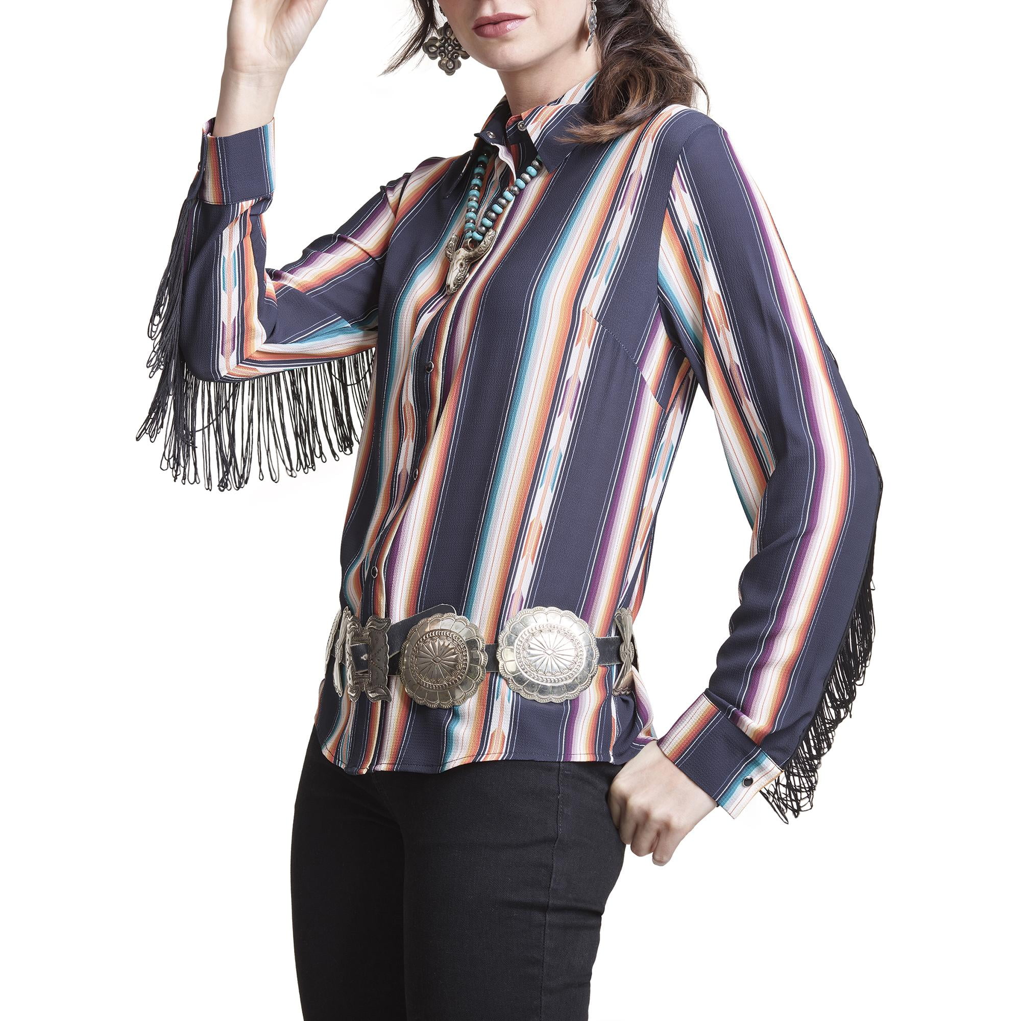 Women's Woven Fringe Snap Front Shirt