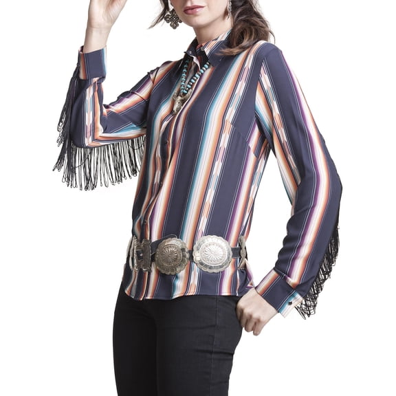 Women's Woven Fringe Snap Front Shirt