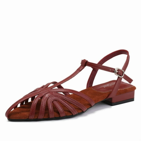 Women's Woven Low-Heel Sandals - Open Toe T-Strap Roman Shoes with Anti-Slip Sole, Available in 5 Colors