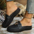 thumbnail image 1 of Women's Woven Mule Slides, Backless Loafers for Women Woven Backless Penny Loafers Slip On Round Toe Mesh Loafer Mules Open Back Slide In Comfortable Breathable Walking Shoes, Black 5.5, 1 of 7
