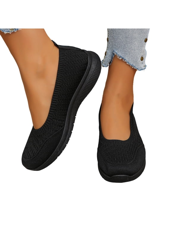 Women's Woven Orthopedic Breathable Shoes Comfortable Walking Sneakers with Arch Support Wide Fit Go Walk Slip on Tenis Comfy Work Slip Ins Loafers Standing All Day Soft Foam Summer Shoes Hands Free