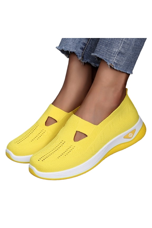 Women's Woven Orthopedic Breathable Soft Shoes Arch Support, Diabetes Foam Shoes Walking Anti-Skid Sports Shoes