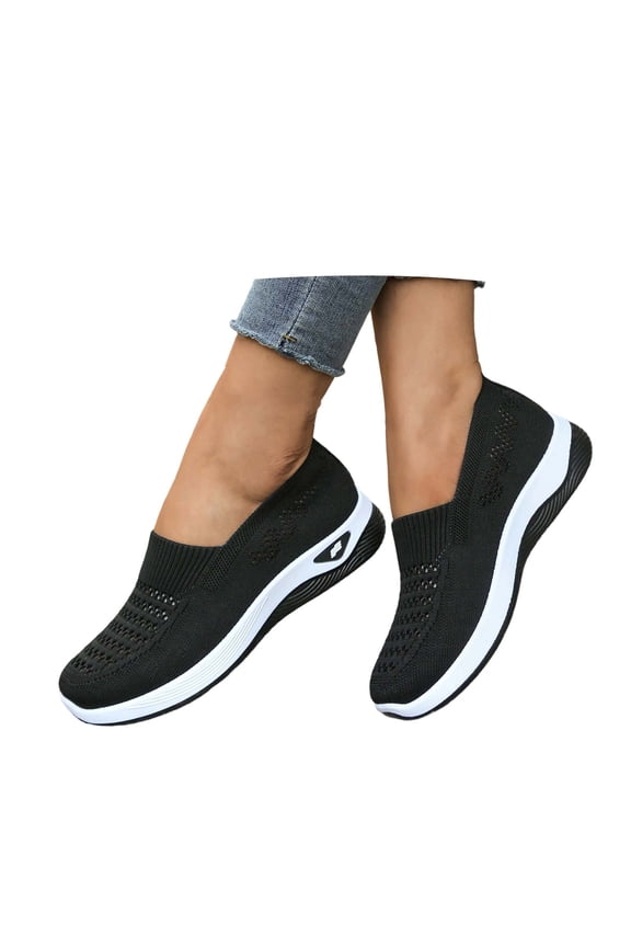 Women's Woven Orthopedic Breathable Soft Shoes Arch Support, Diabetes Foam Shoes Walking Anti-Skid Sports Shoes