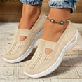 thumbnail image 1 of Women's Woven Orthopedic Breathable Soft Shoes Arch Support, Slip-On Lightweight Flat Soft Shoes Diabetic Foam Walking Shoes, 1 of 8