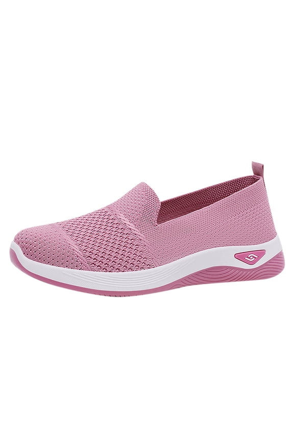 Women's Woven Orthopedic Breathable Soft Shoes Comfortable Lightweight Casual Shoes Go Walk Slip on Nurse ShoeSneaker Hands Free Walking Sneakers with Arch Support