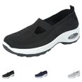 thumbnail image 1 of Women's Woven Orthopedic Breathable Soft Shoes Go Walking Slip on Foam Shoes Hands Free Slip in Sneakers Arch Support (Black), 1 of 6