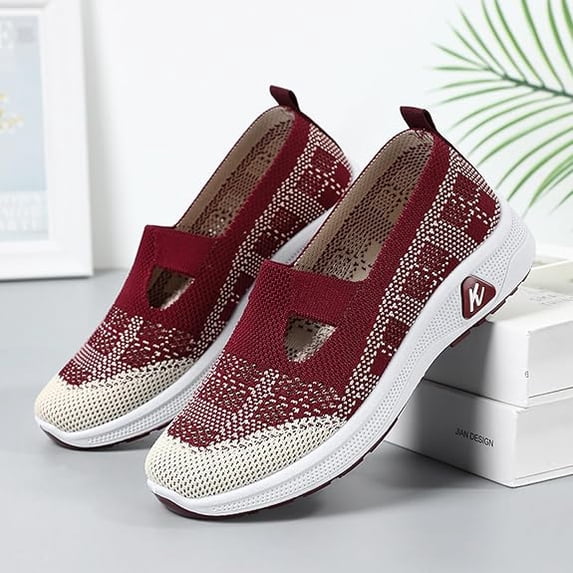 Women's Woven Orthopedic Breathable Soft Shoes,Slip-on Comfortwear Lightweight Anti-Skid Sneakers, Slip on Sneakers Wide Width