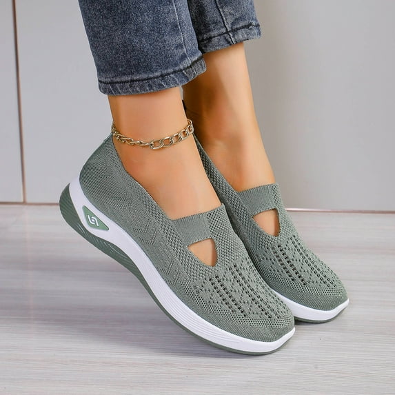 Women's Woven Breathable Soft Shoes Walking Anti-slip Shoes Easy to Wear Anti-slip Sneakers