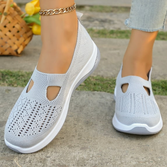 Women's Woven Breathable Soft Shoes Walking Anti-slip Shoes Easy to Wear Anti-slip Sneakers