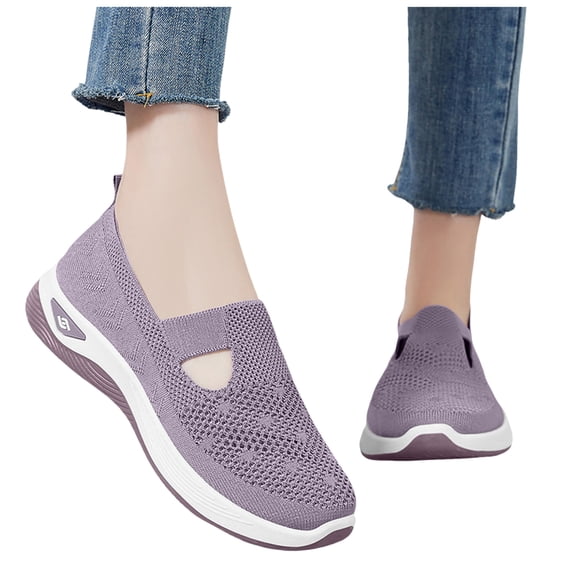 Women's Woven Orthopedic Shoes Wide Width Walking Slip on Sneakers Comfortable Diabetes Foam Nurse Work Shoes with Arch Support