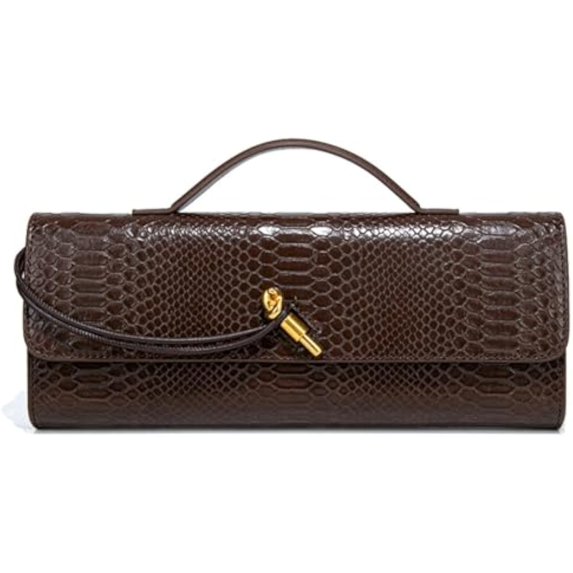 Women's Woven PU Leather Clutch Bag - Small Crossbody Shoulder Purse with Adjustable Strap