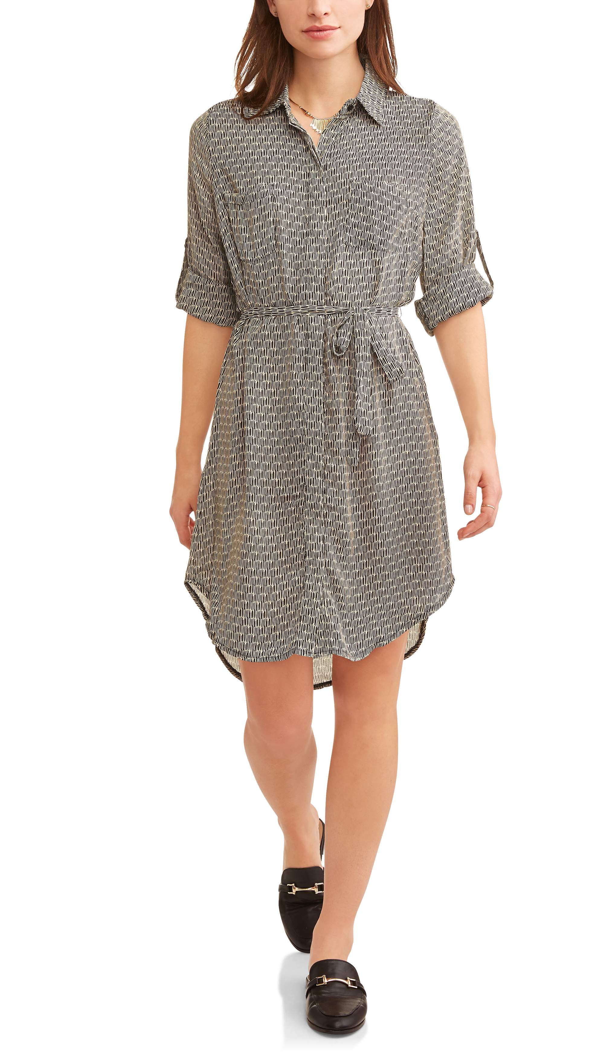 Women's Woven Shirt Dress - Walmart.com