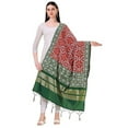 thumbnail image 1 of Women's Woven Silk Blend Red Patola Bandhani Ikat Dupatta with Tassels - Elegant Chunni for Women and Girls - Size: 1M x 2.25M, 1 of 2