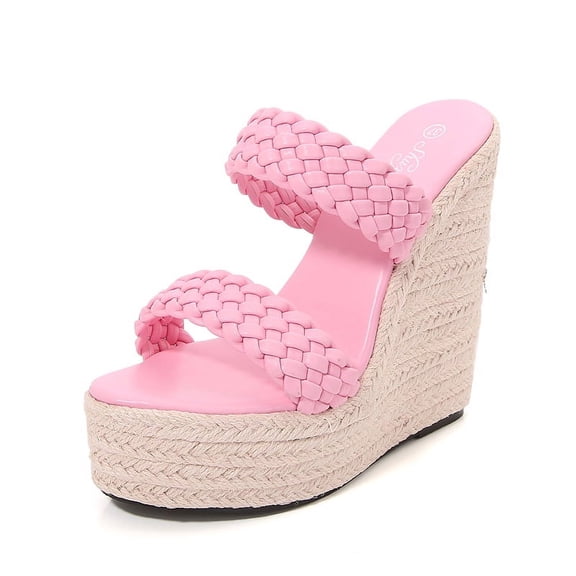Women's Woven Slope 15cm Heel Sandals Slippers for Party Fashion Club Wedge LFD-10368-123