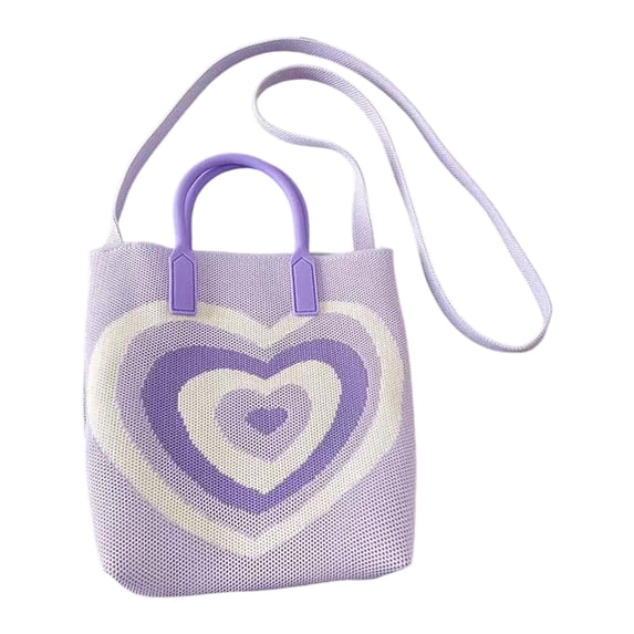 Women's Woven Tote Bag Grocery Bag Knitted Handbag for Party Working Outdoor Violet