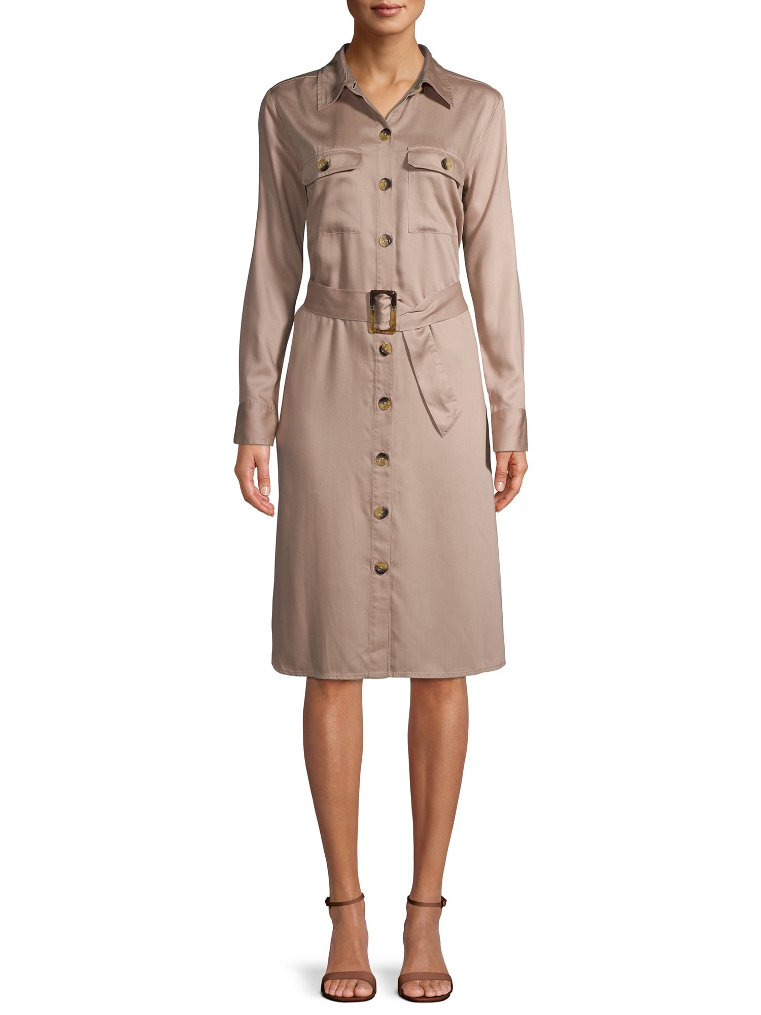 Women's Woven Utility Shirt Dress - Walmart.com