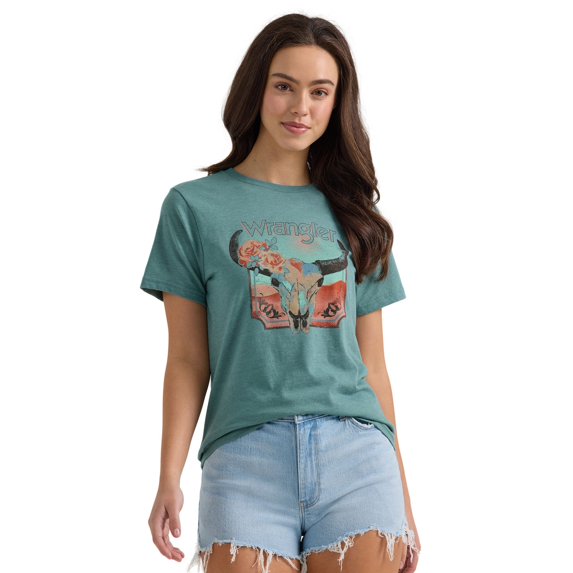 Women's Wrangler Graphic Tee Color: Sagebrush Heather Size: SMALL