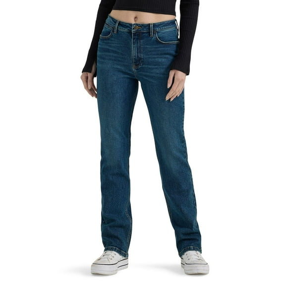 Women's Wrangler High Rise Straight-Leg Jeans Color: Alpine Size: 0X32