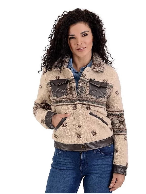 Women's Wrangler Print Crop Faux-Shearling Jacket