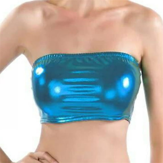 Women's Wrap Around Leather Solid Color Tube Top Shirt Performance Tops And Striped Tube Top Long Bandeau Top Tube Bras Strapless Padded Tube Top Bra Storage Organizer Corset Crop Top Strapless Shirts