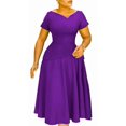 thumbnail image 1 of Women's Wrap Wedding Guest Dress Smocked Elastic Waist Pleated A-line Mini Dress, 1 of 8