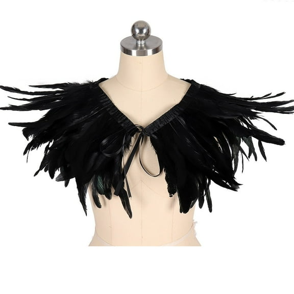 Women's Wraps Feather Strap Shawl Festival Party Costume Accessories For Masquerade Show,Black Women's Accessories Wraps