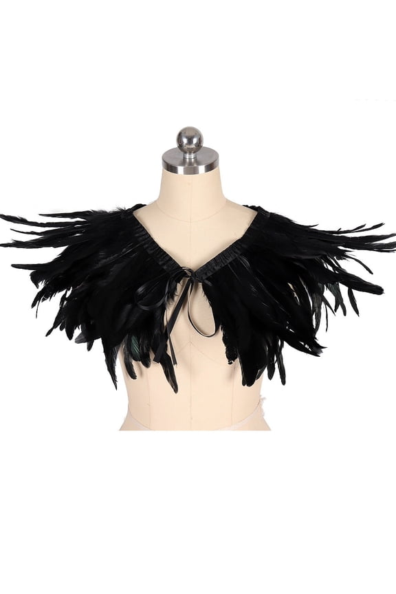 Women's Wraps Feather Strap Shawl Festival Party Costume Accessories For Masquerade Show,Black Women's Accessories Wraps
