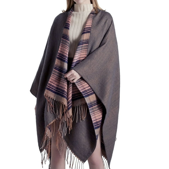 Women's Wraps Women'S Travel Plaid Shawl Wraps Open Front Poncho Cape Warm Oversized Sweaters Casual Cardigan Shawls For Fall Winter, Women's Accessories Wraps