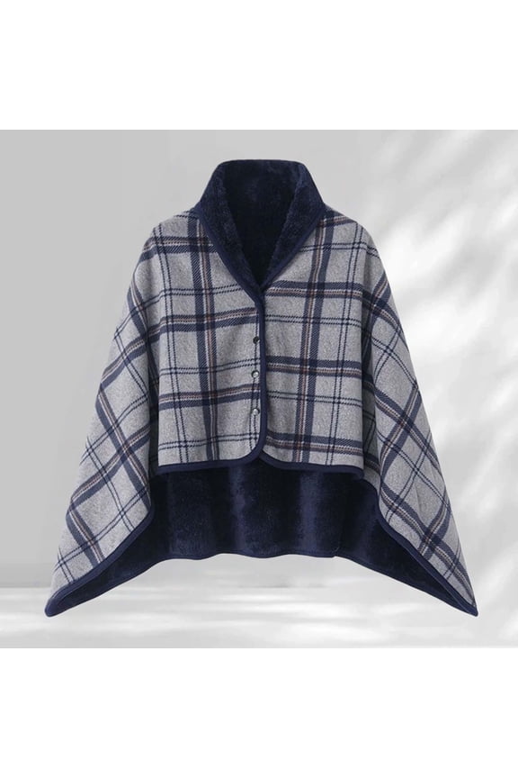 Women's Wraps Women'S Winter Coral Fleece Double Layer Multifunctional Outdoor Cold Proof And Warm Plaid Blanket Home Shawl,Blue Women's Access