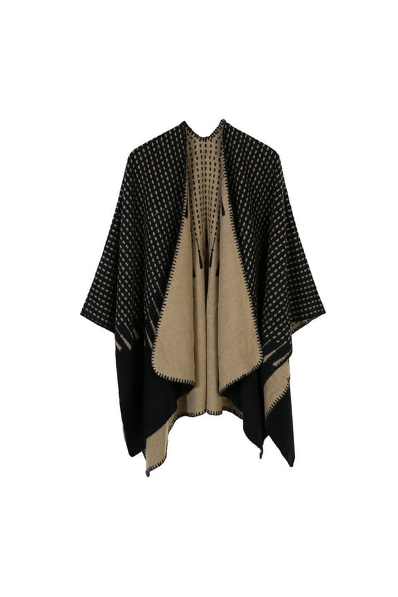 Women's Wraps Womens Simple Tassel Pattern Jacquard Split Two Sides Versatile Fashion Imitation Poncho Windproof Warm Fashion Cape Cape Cardigan Shawl, Women's Accessories Wraps