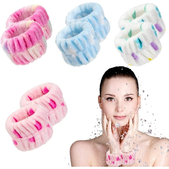 Women's Wrist Towels for Washing Face, Microfiber Wrist Spa Wash Towel Band for Girls Face Washing Wristbands Absorbent Wristbands Wrist Sweatband Prevent Liquid from Spilling Girls Gift 8PCS