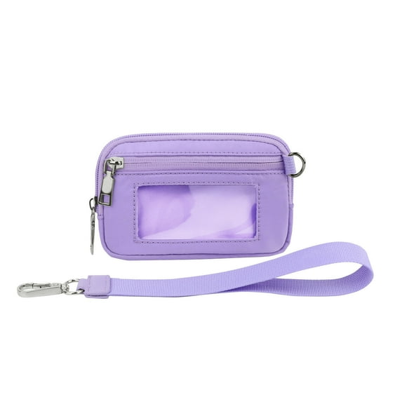 Women's Wristlet Wallet Cosmetic Bag with ID Window Portable Zip Card Holder for Travel and Daily Use