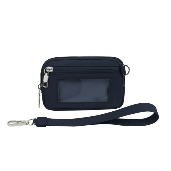 Women's Wristlet Wallet Cosmetic Bag with ID Window Portable Zip Card Holder for Travel and Daily Use