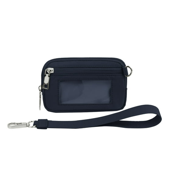 Women's Wristlet Wallet Cosmetic Bag with ID Window Portable Zip Card Holder for Travel and Daily Use