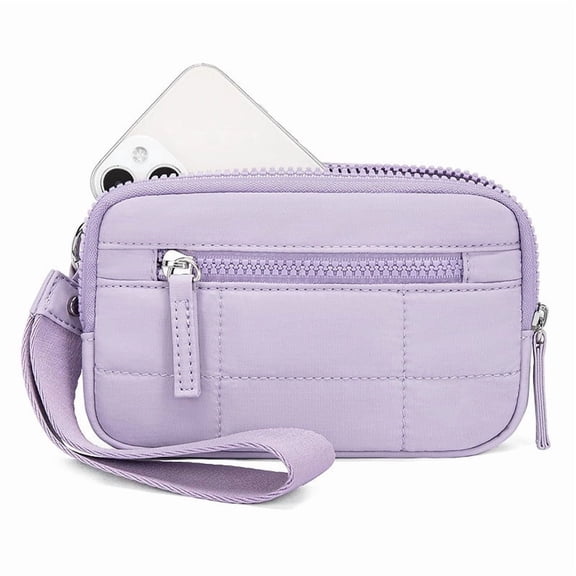 Women's Wristlet Wallet with Nylon Quilted Strap, 3 Zipper Compartments, Travel Card Holder, Compact and Stylish, Perfect for Going Out Use and Gifting