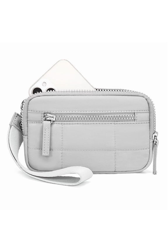 Women's Wristlet Wallet with Nylon Quilted Strap, 3 Zipper Compartments, Travel Card Holder, Compact and Stylish, Perfect for Going Out Use and Gifting